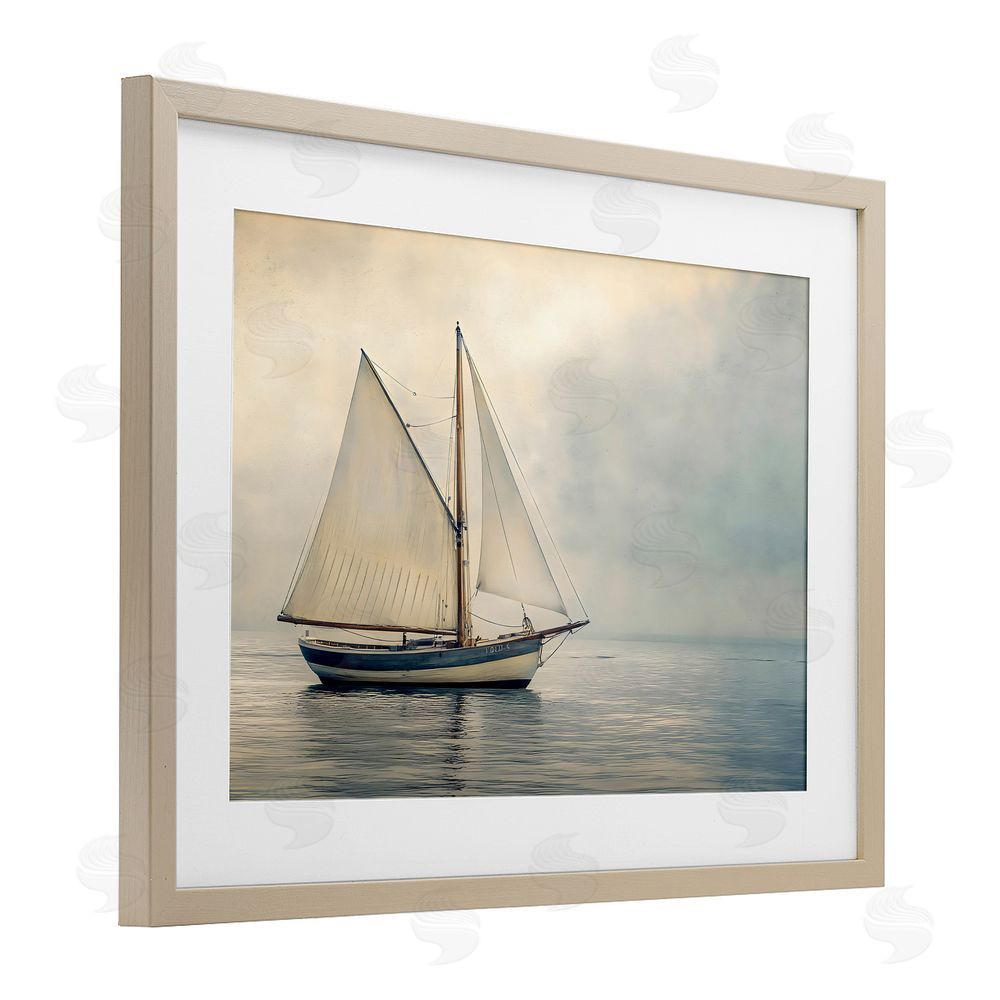 LSR Design Studio Calm Waters Sea Vessel Birch Framed Print Under Glass Art