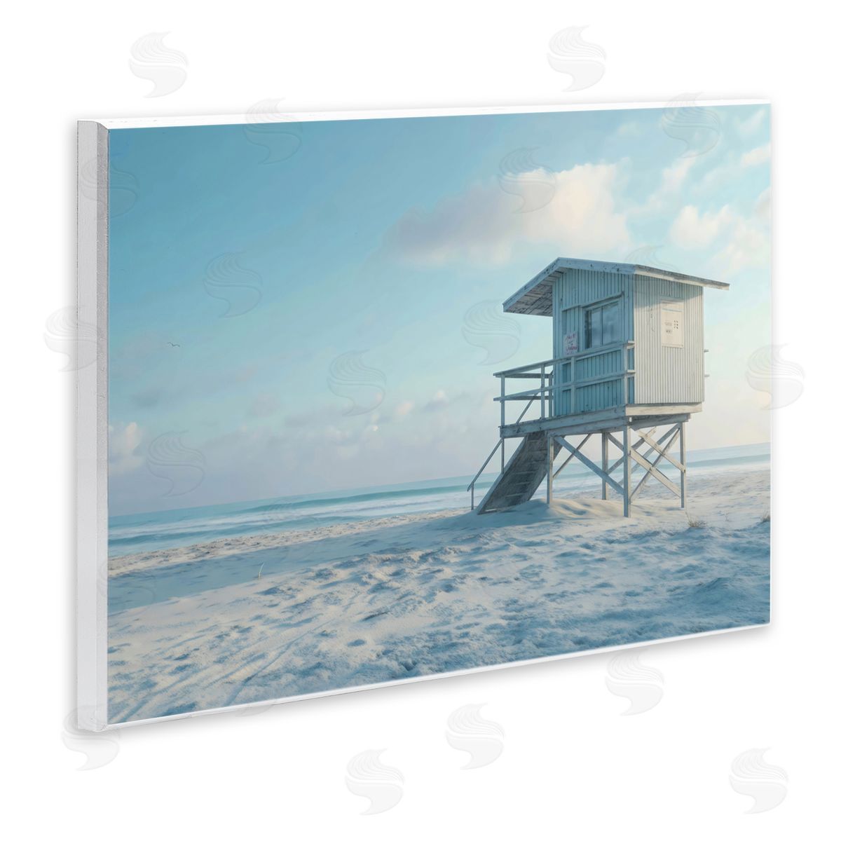 LSR Design Studio Blue And White Beach Scene Wall Plaque Art Print