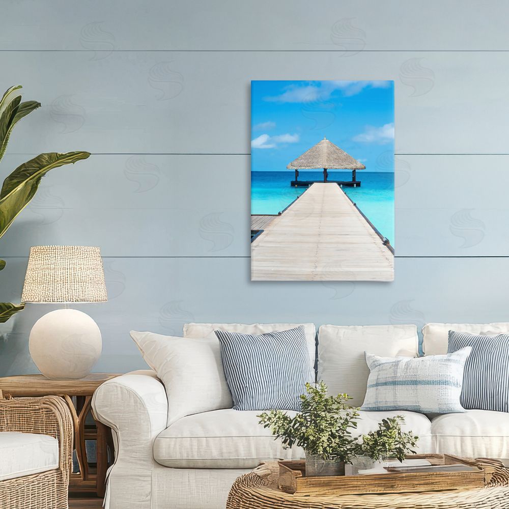 LSR Design Studio On The Water Tropical Jetty Printed Wall Art in Room