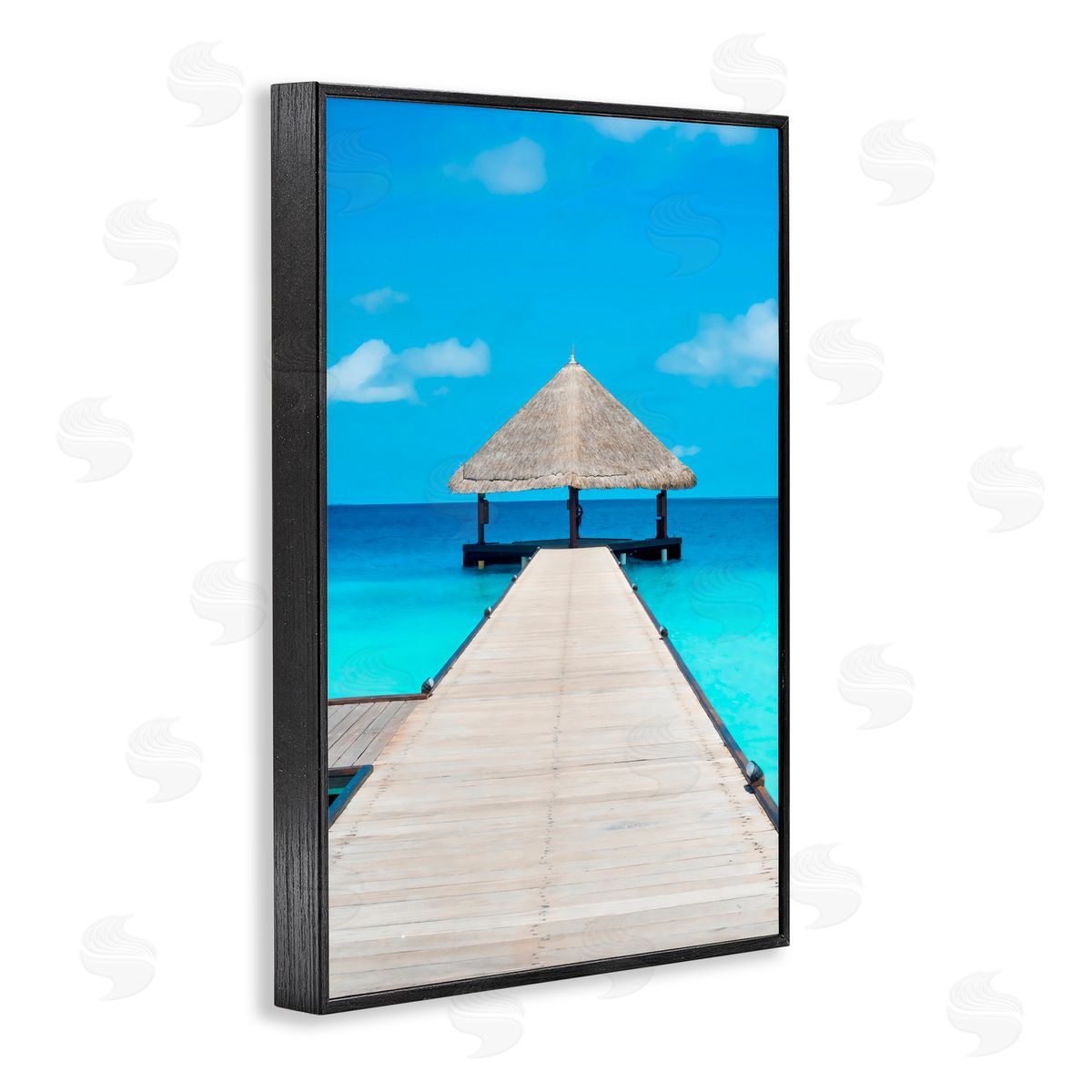 LSR Design Studio On The Water Tropical Jetty Black Framed Giclee Art Print