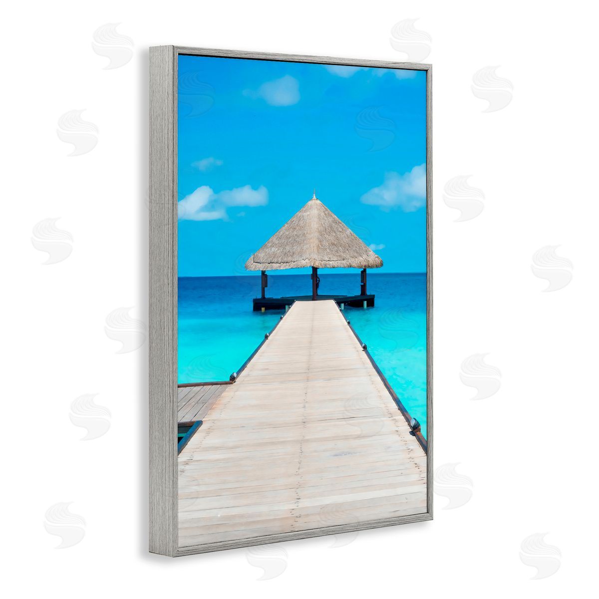 LSR Design Studio On The Water Tropical Jetty Gray Framed Giclee Art Print
