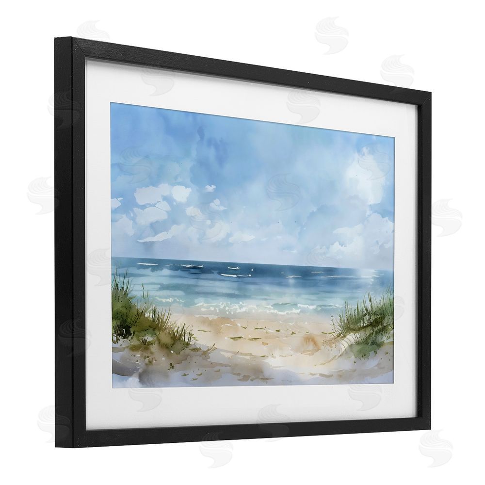 Creative Studio Serene Summer Beachscape Black Framed Print Under Glass Art