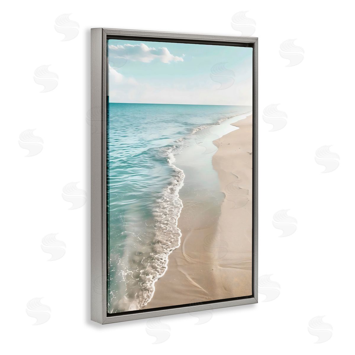 Creative Studio Vast Shoreline Into Distance Gray Floating Frame Canvas Art Print