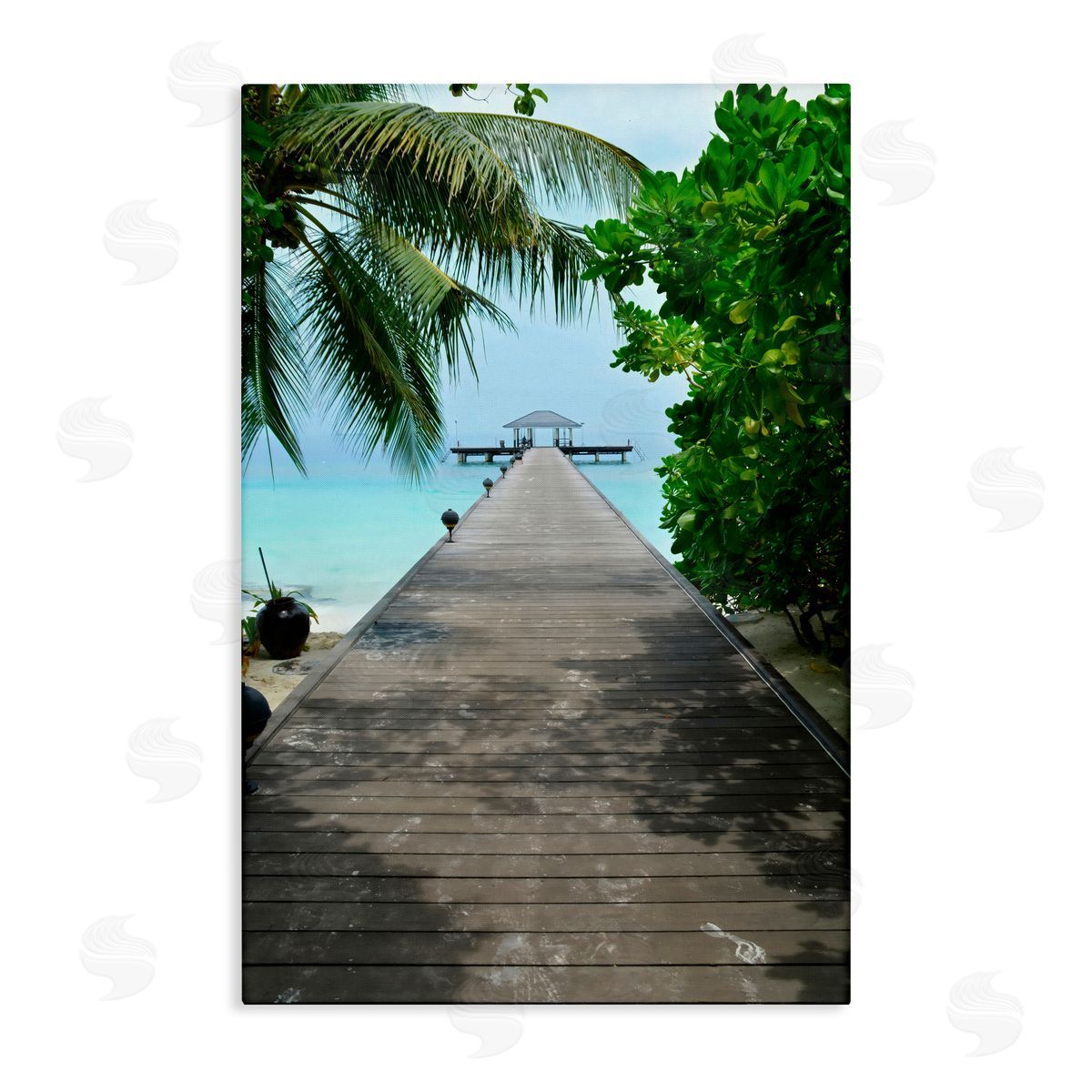 LSR Design Studio Palm Tree Shaded Dock Canvas Wall Art Print