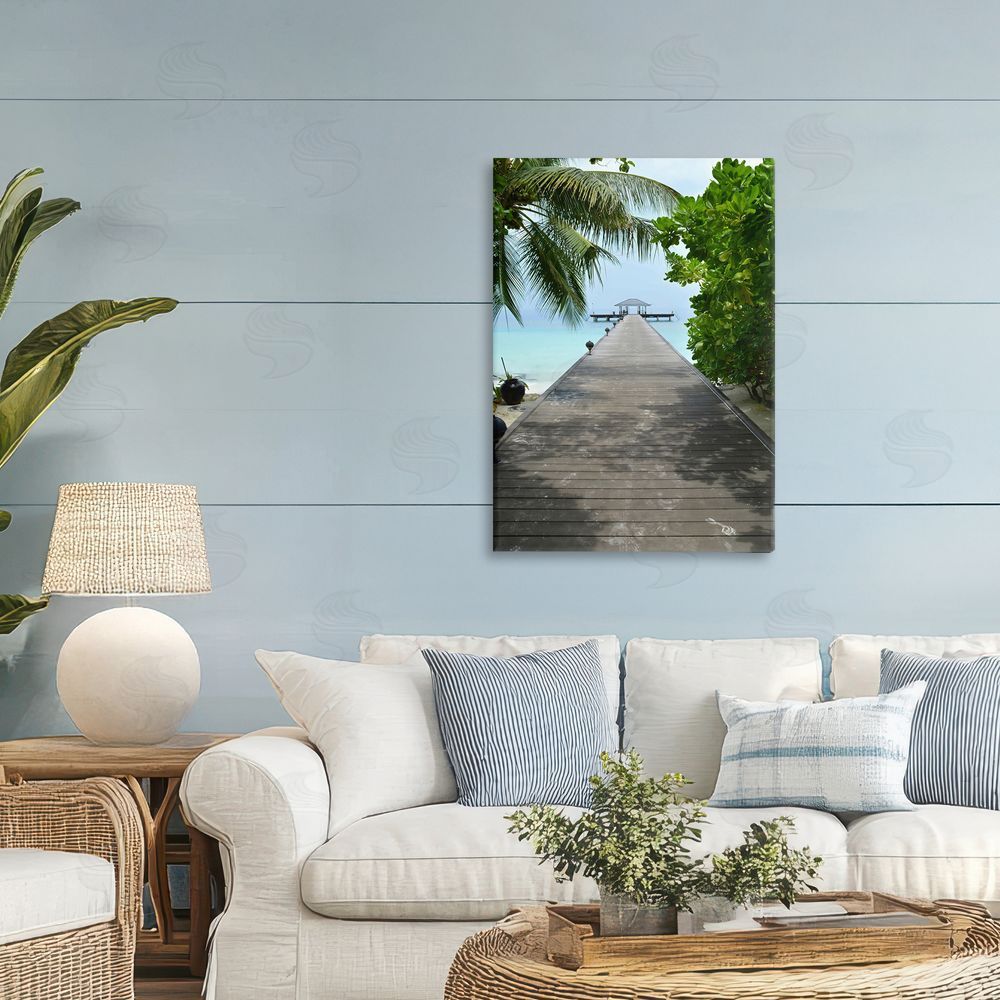 LSR Design Studio Palm Tree Shaded Dock Printed Wall Art in Room