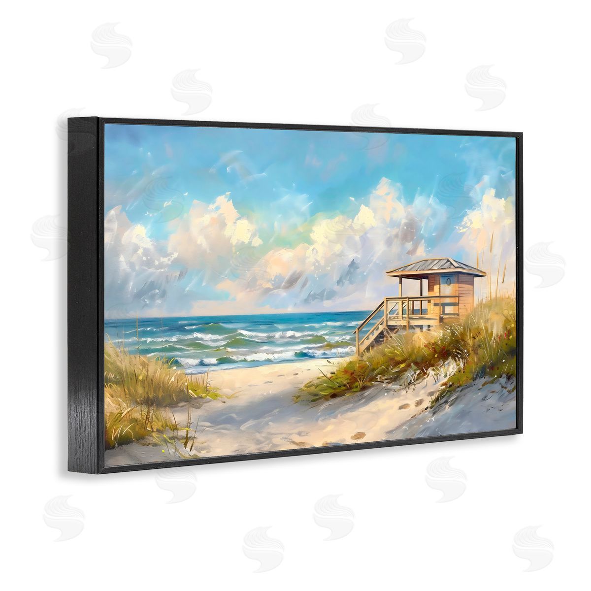 LSR Design Studio Beach Overlook Lifeguard Hut Black Framed Giclee Art Print