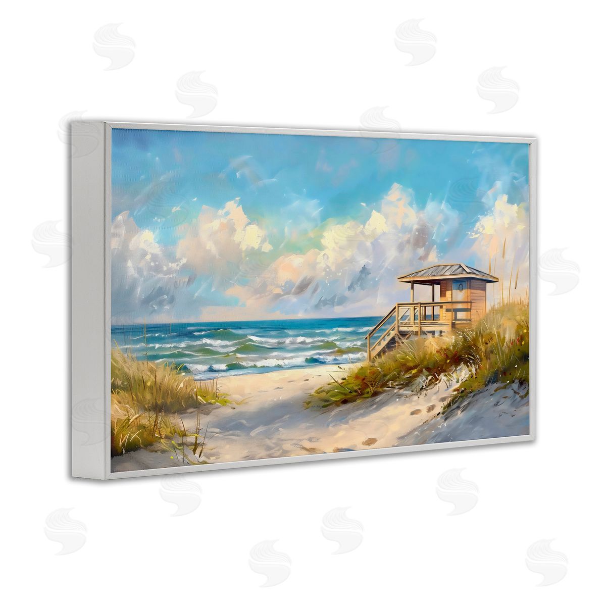LSR Design Studio Beach Overlook Lifeguard Hut White Frame Giclee Art Print
