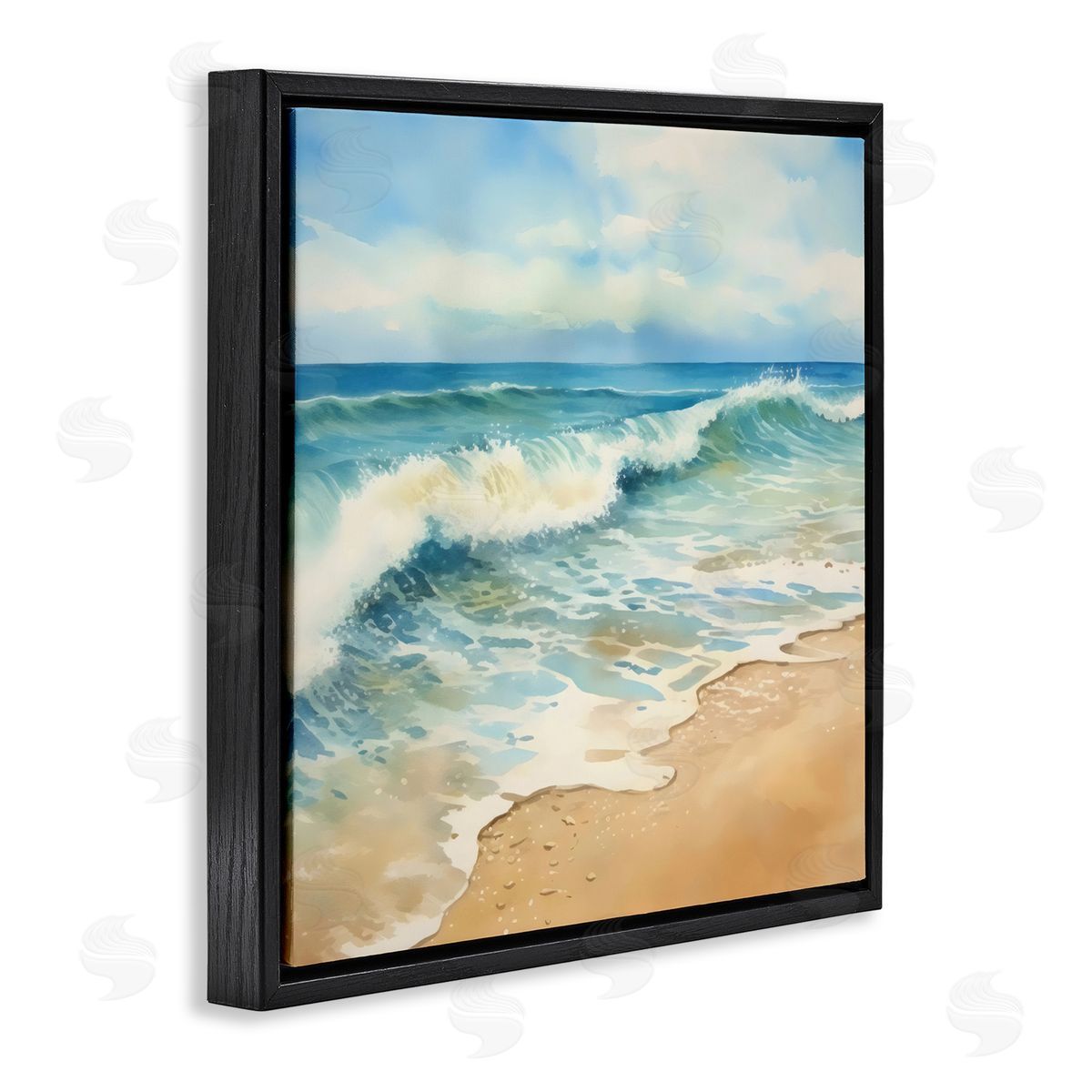 LSR Design Studio Hear The Waves Coast Black Floating Frame Canvas Wall Art Print