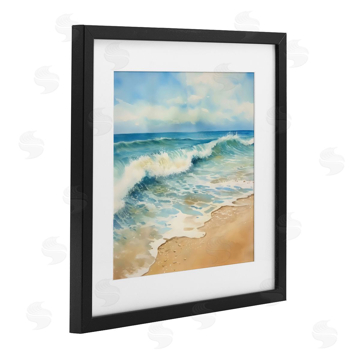 LSR Design Studio Hear The Waves Coast Black Framed Print Under Glass Art