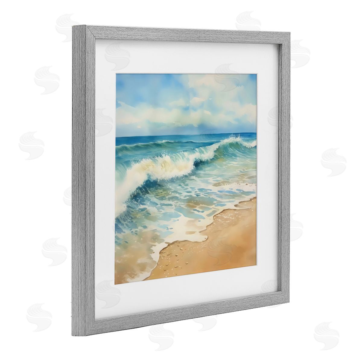 LSR Design Studio Hear The Waves Coast Gray Framed Print Under Glass Art