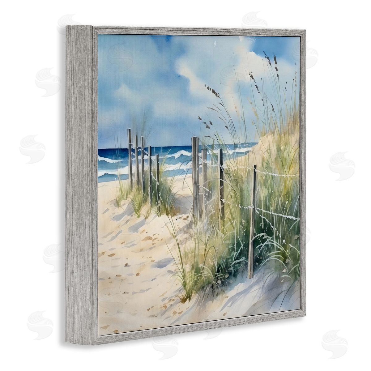 LSR Design Studio Breezy Seaside Grasses Gray Framed Giclee Art Print