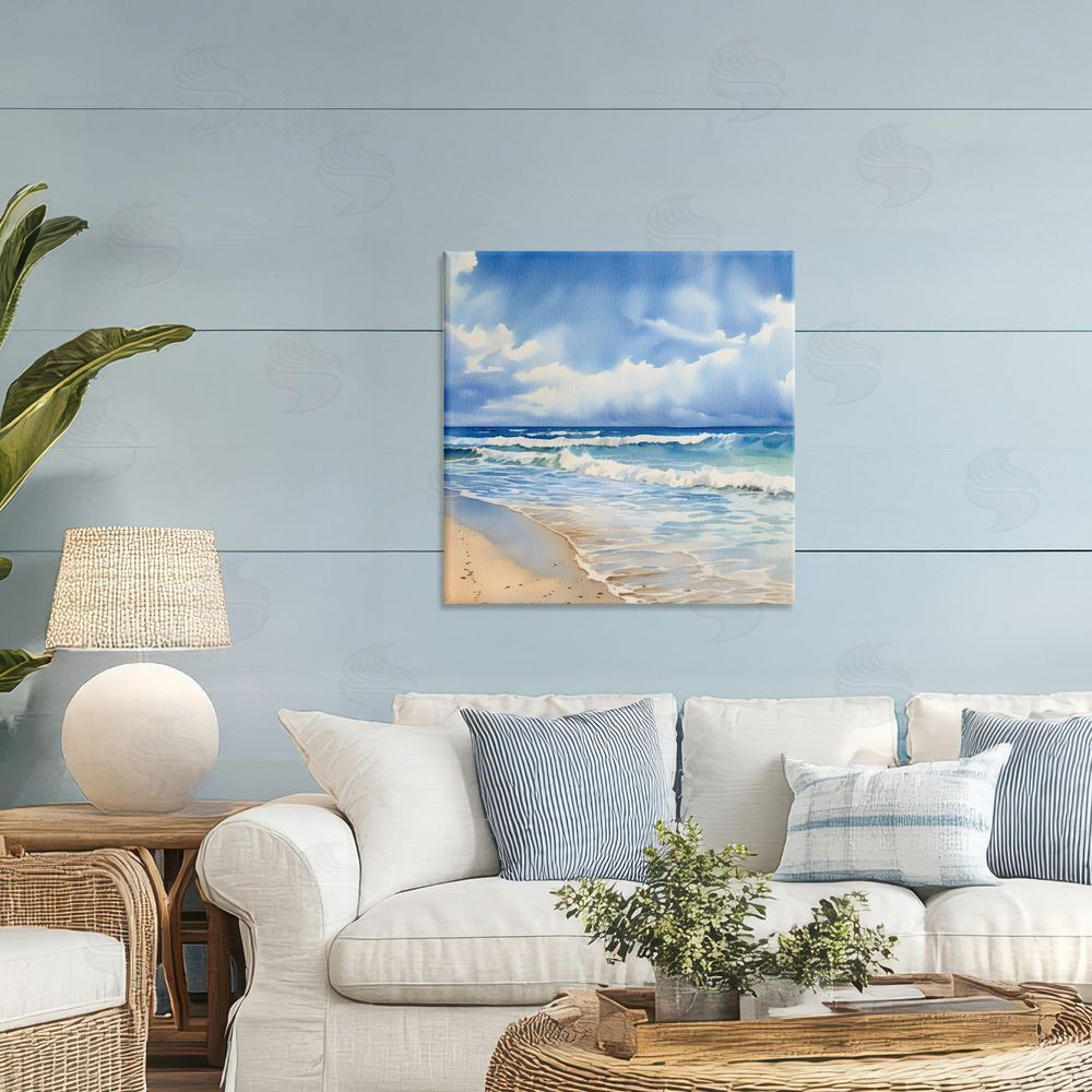 LSR Design Studio Cloudy Atmosphere Coast Printed Wall Art in Room
