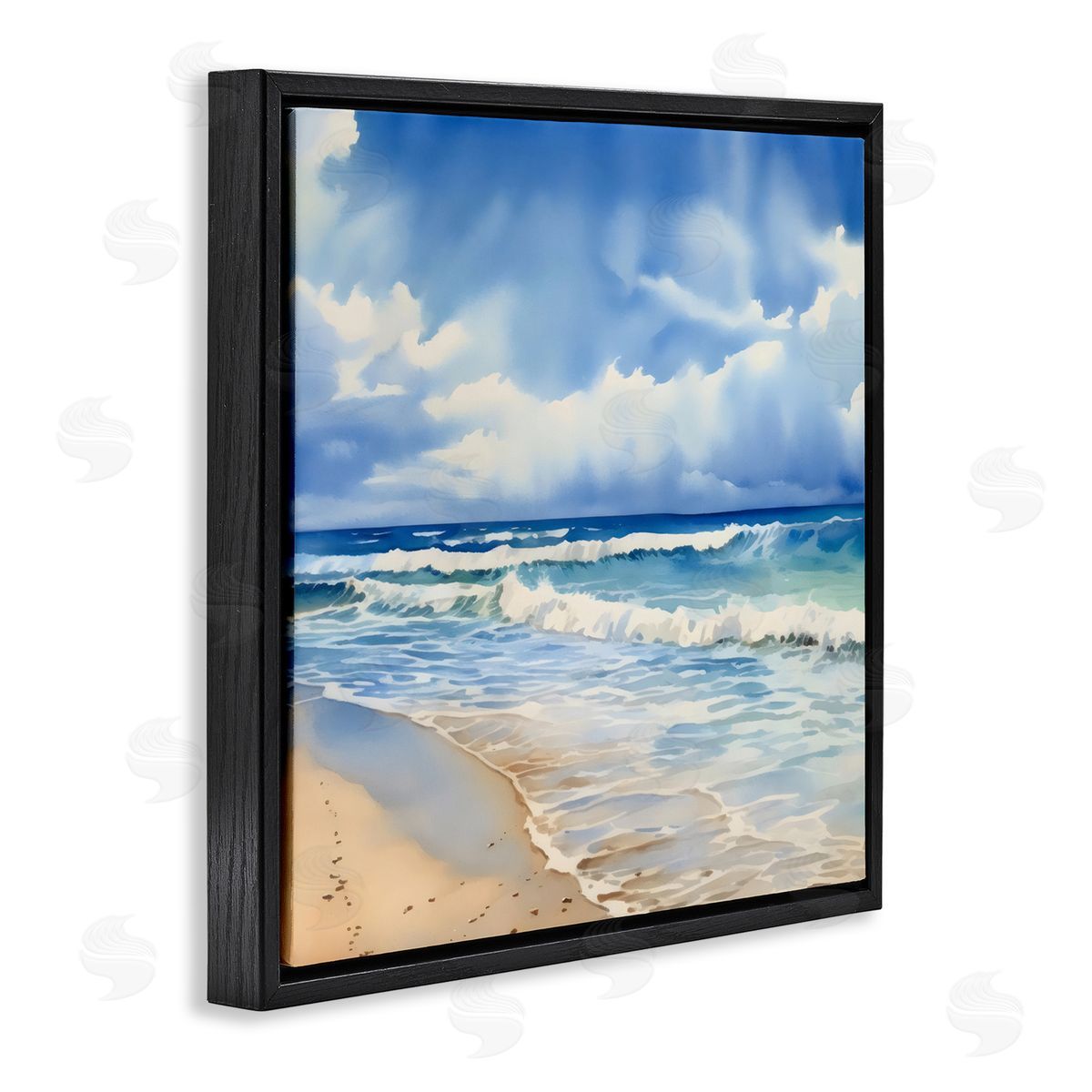 LSR Design Studio Cloudy Atmosphere Coast Black Floating Frame Canvas Wall Art Print