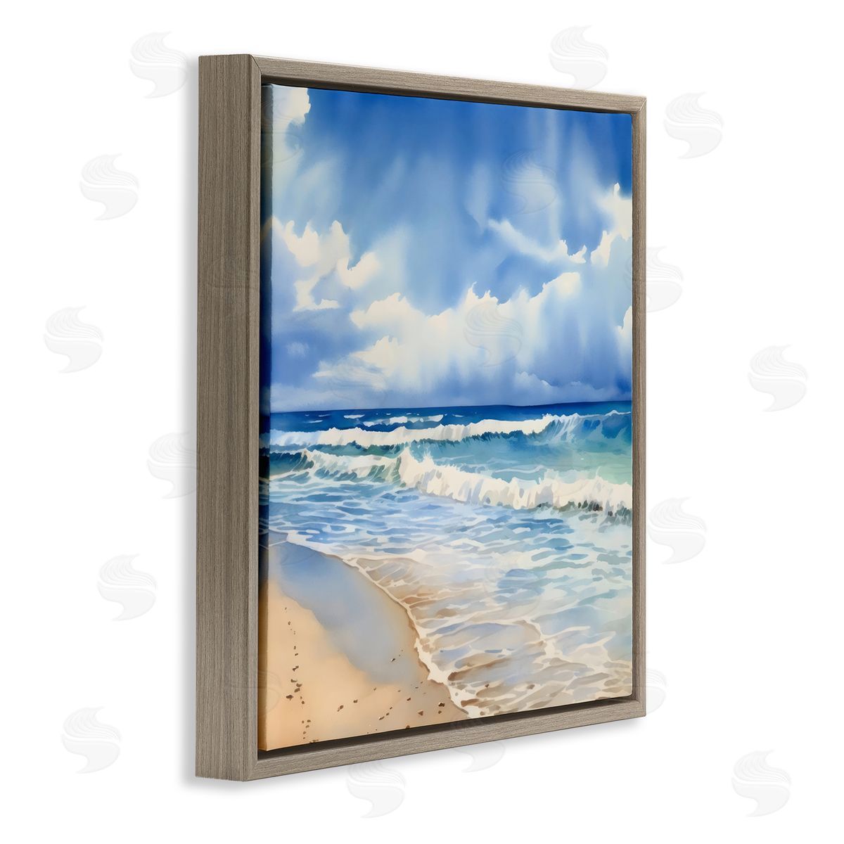 LSR Design Studio Cloudy Atmosphere Coast Brown Floating Frame Canvas Art Print
