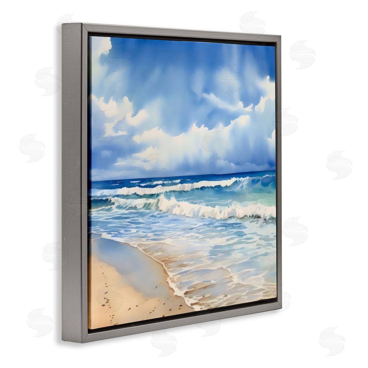 LSR Design Studio Cloudy Atmosphere Coast Gray Floating Frame Canvas Art Print