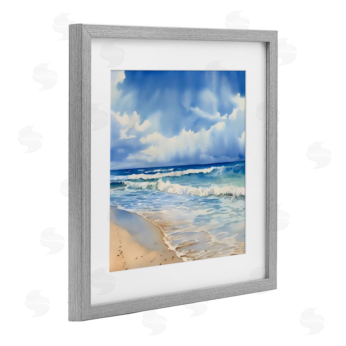 LSR Design Studio Cloudy Atmosphere Coast Gray Framed Print Under Glass Art