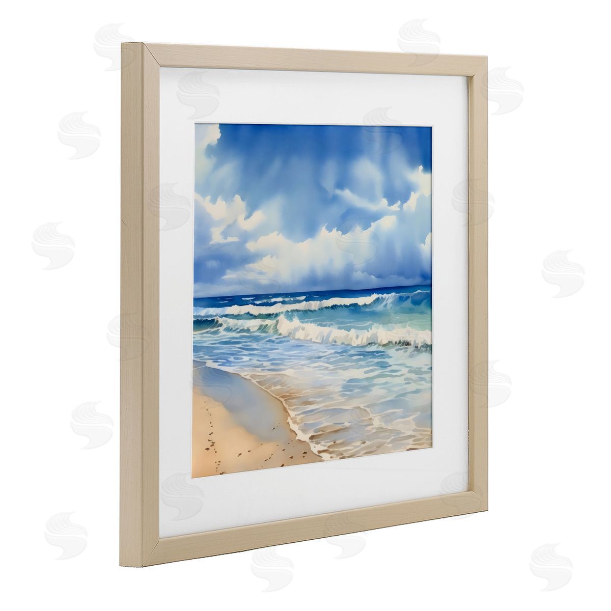 LSR Design Studio Cloudy Atmosphere Coast Birch Framed Print Under Glass Art
