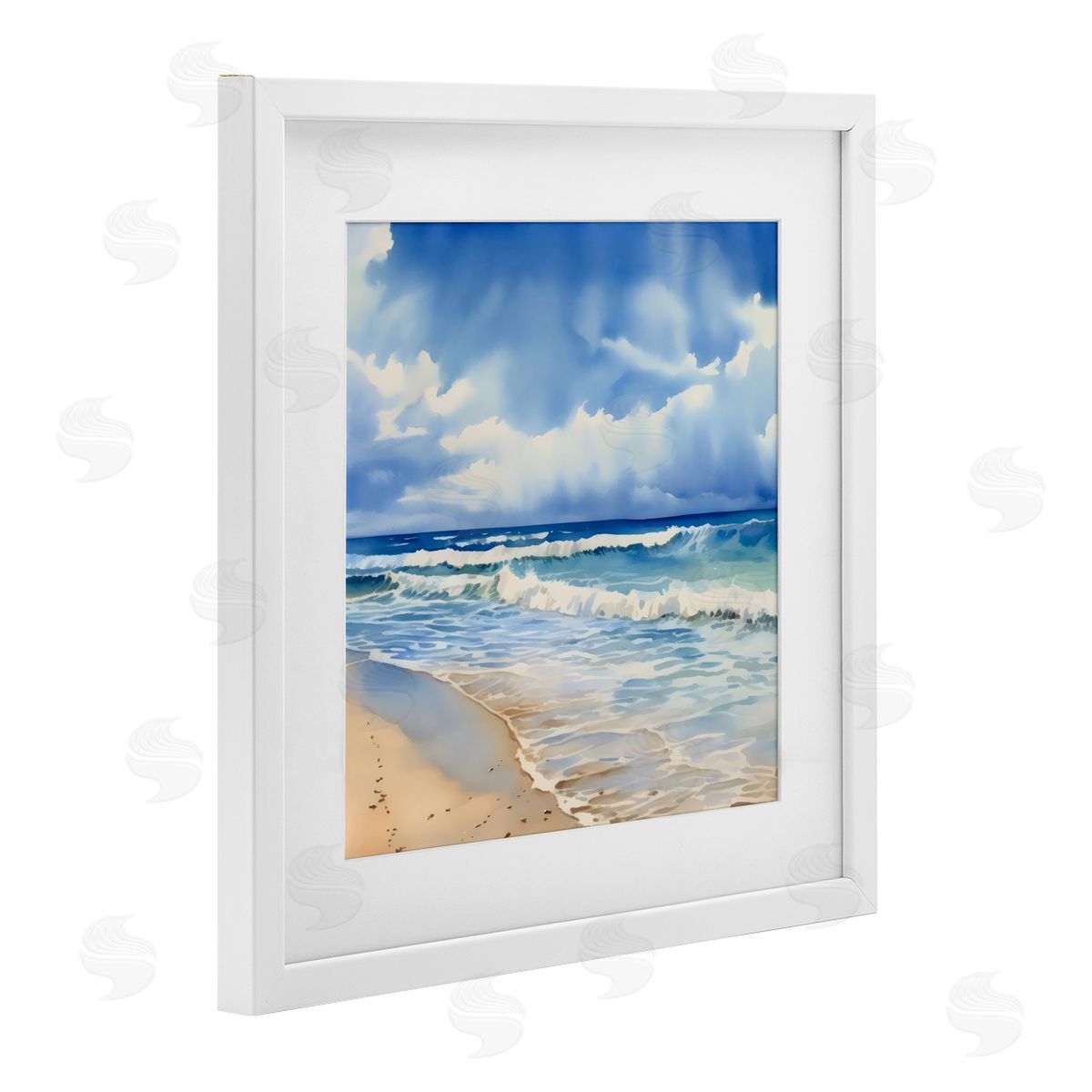 LSR Design Studio Cloudy Atmosphere Coast White Framed Print Under Glass Art
