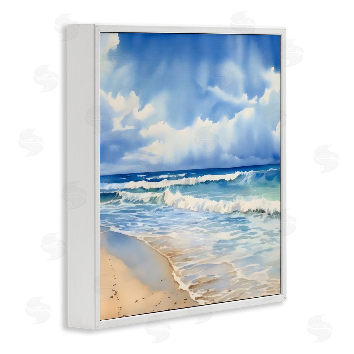 LSR Design Studio Cloudy Atmosphere Coast White Frame Giclee Art Print
