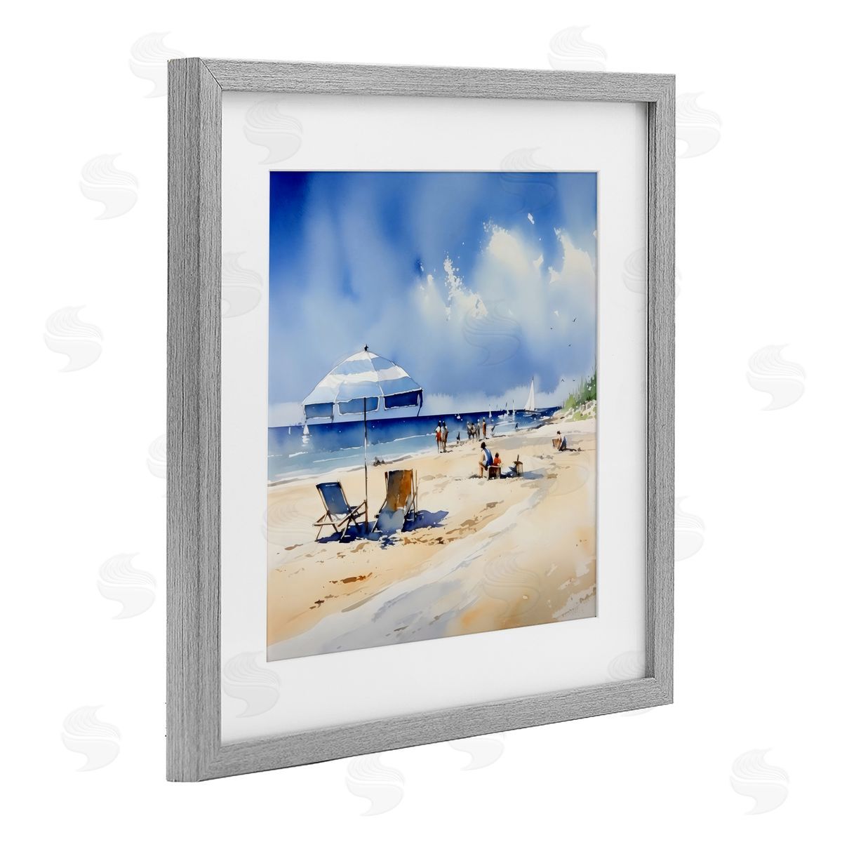 LSR Design Studio Stay A While Beach Outing Gray Framed Print Under Glass Art