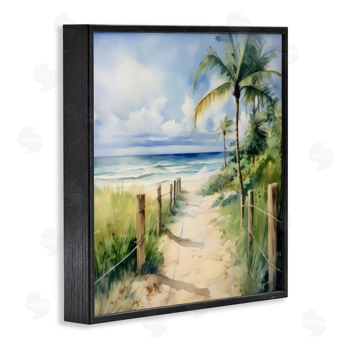 LSR Design Studio Blurred Palm Tree Beach Black Framed Giclee Art Print