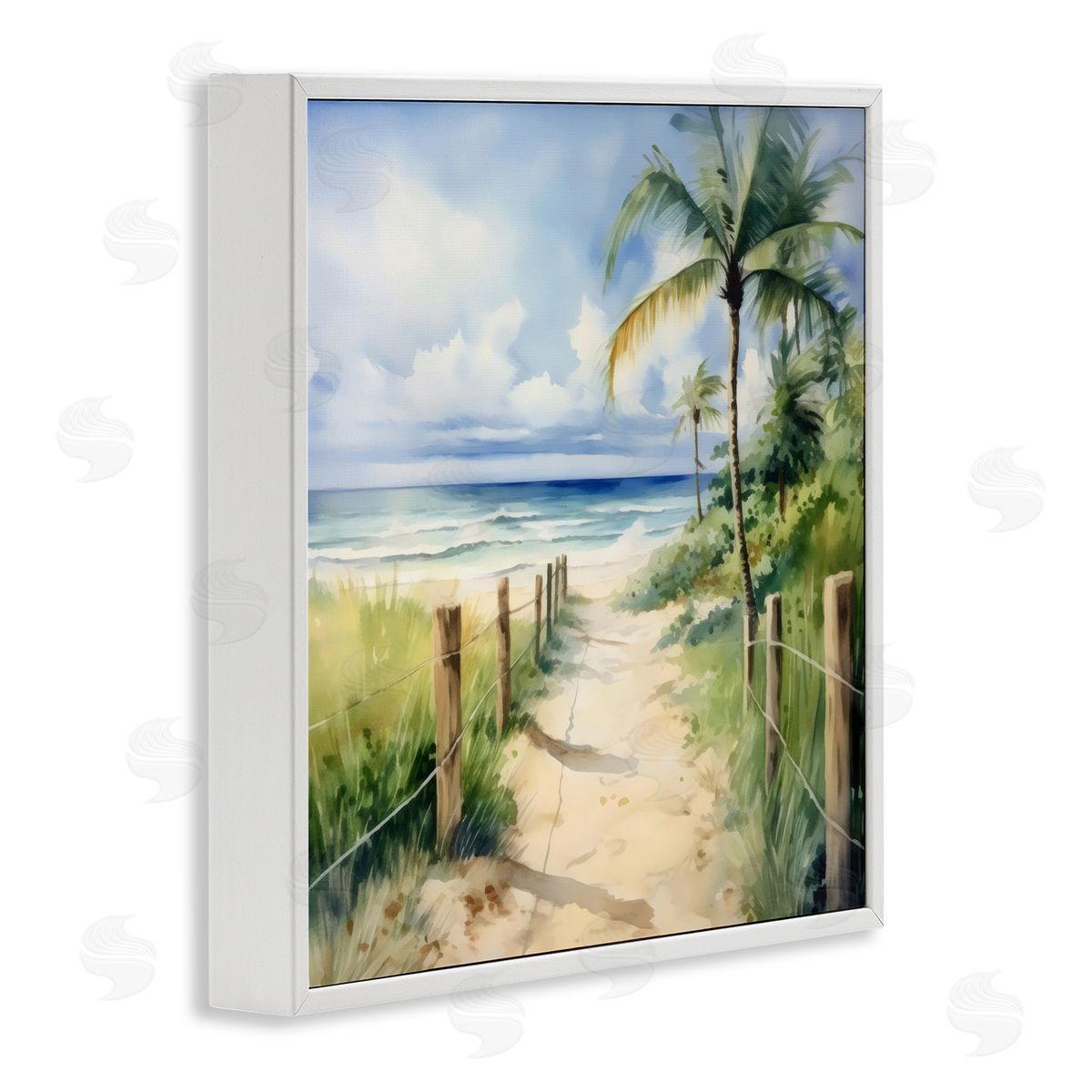 LSR Design Studio Blurred Palm Tree Beach White Frame Giclee Art Print