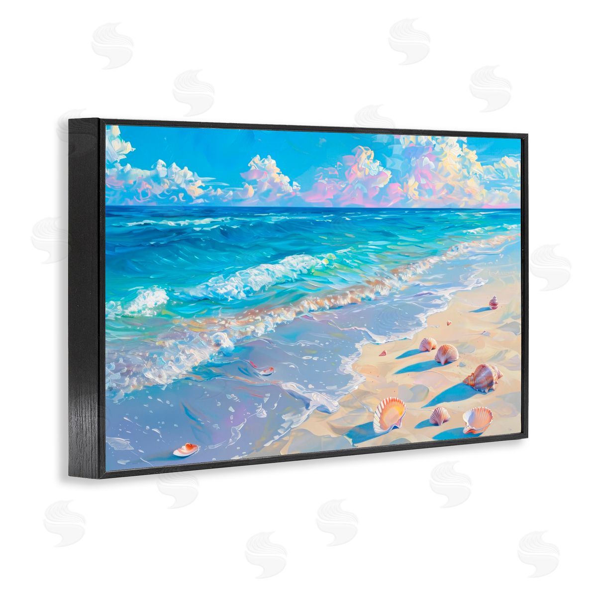 LSR Design Studio Seashell Speckled Coast Black Framed Giclee Art Print
