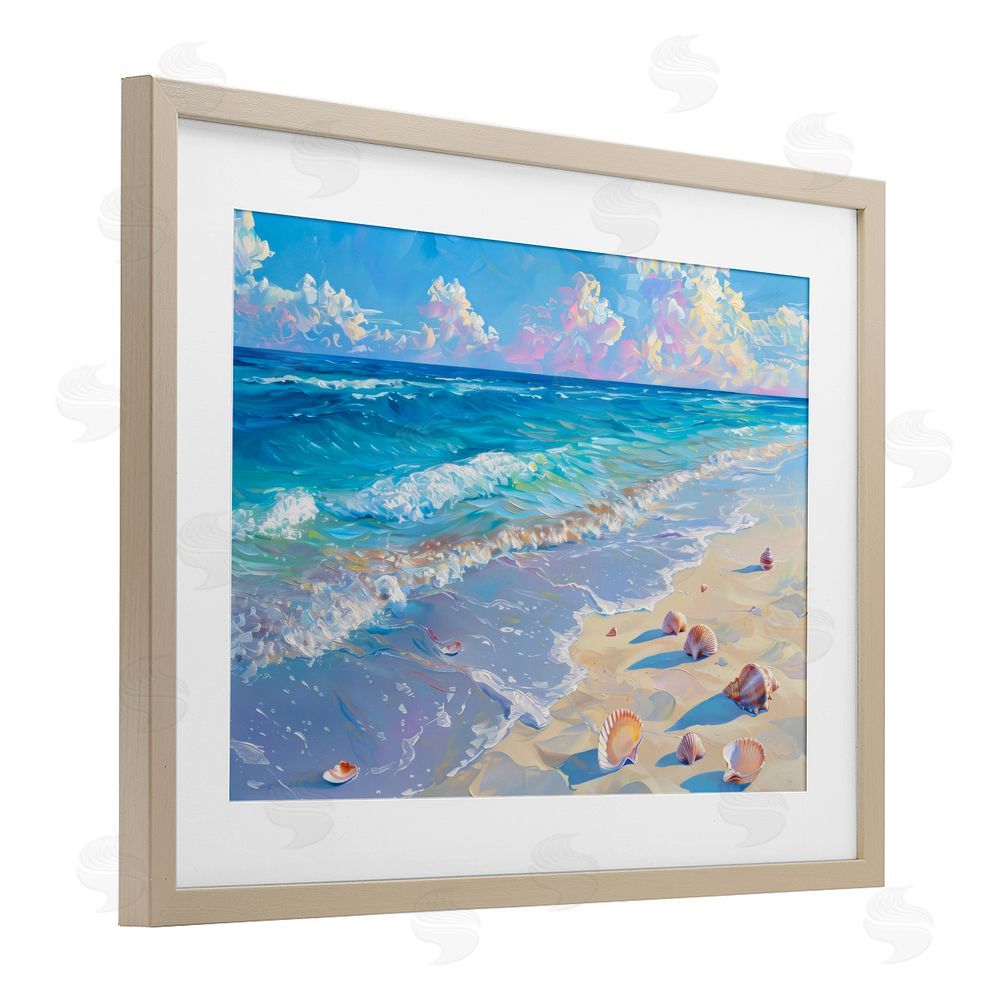 LSR Design Studio Seashell Speckled Coast Birch Framed Print Under Glass Art
