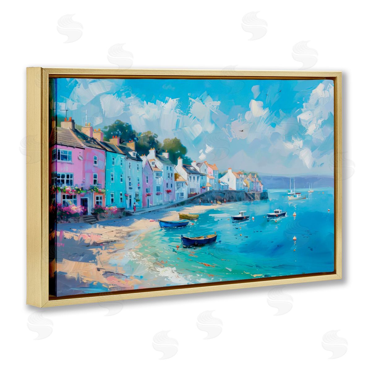 LSR Design Studio A Place To Stay Scenery Gold Floating Frame Canvas Art Print