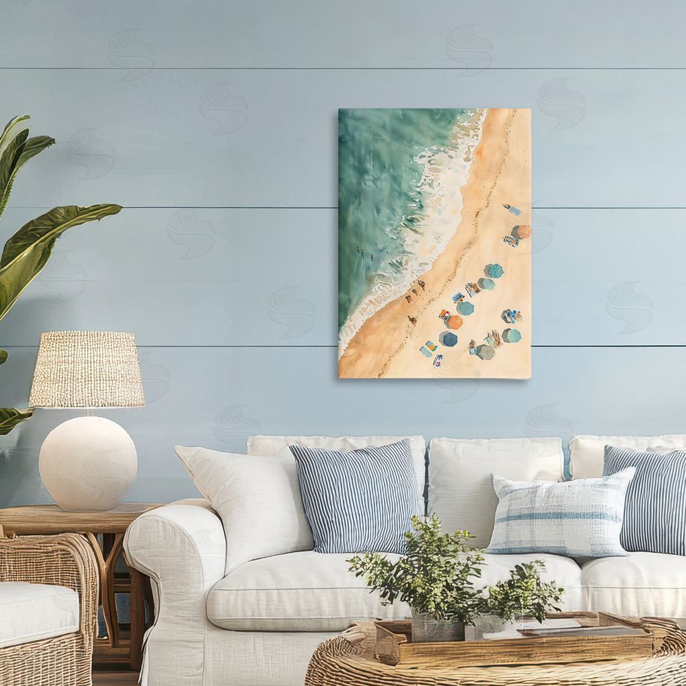 LSR Design Studio Casual Beach Aerial Perspective Printed Wall Art in Room