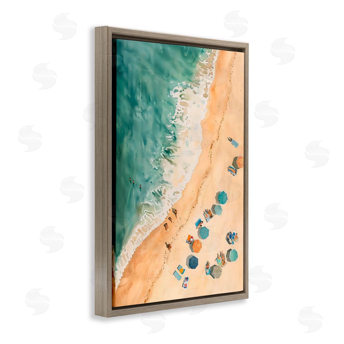 LSR Design Studio Casual Beach Aerial Perspective Brown Floating Frame Canvas Art Print