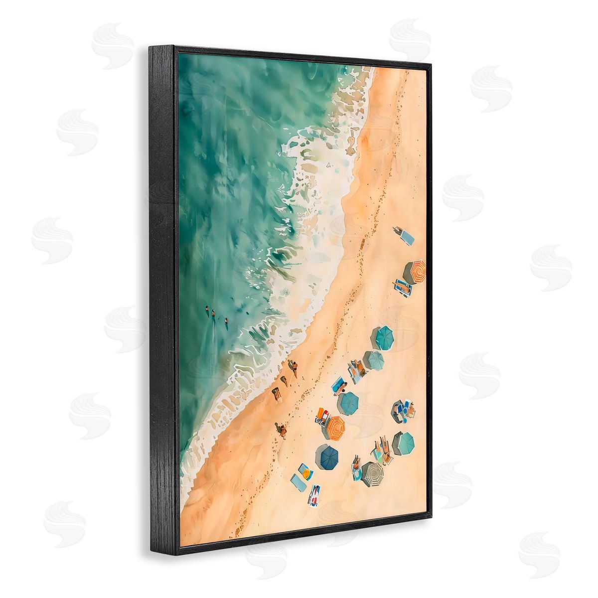 LSR Design Studio Casual Beach Aerial Perspective Black Framed Giclee Art Print
