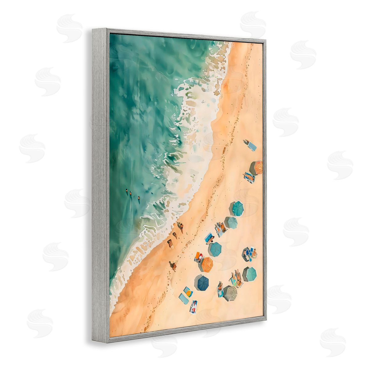LSR Design Studio Casual Beach Aerial Perspective Gray Framed Giclee Art Print