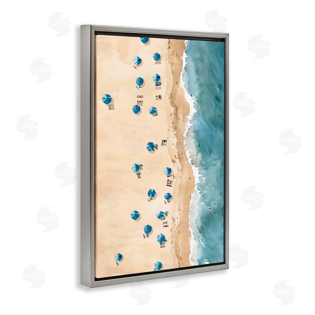 LSR Design Studio Beach Club Vacation Gray Floating Frame Canvas Art Print