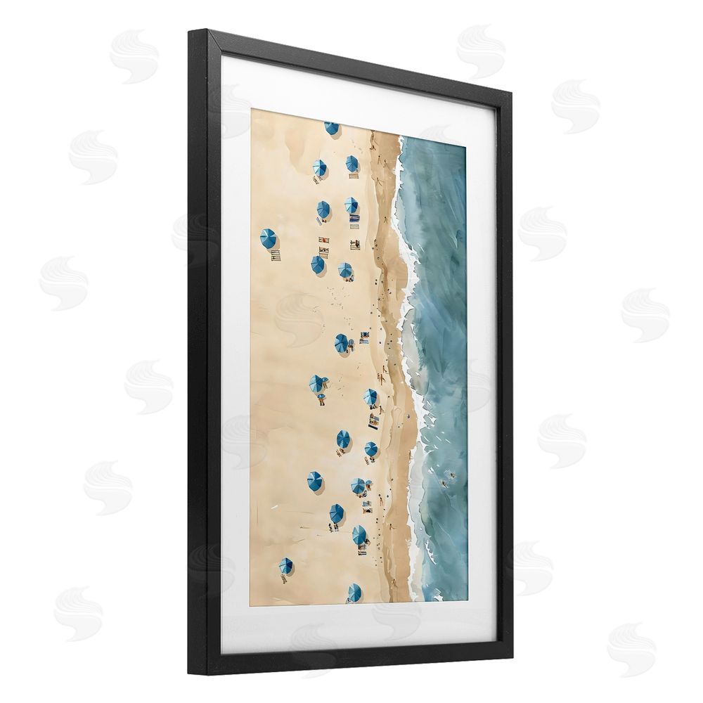 LSR Design Studio Beach Club Vacation Black Framed Print Under Glass Art