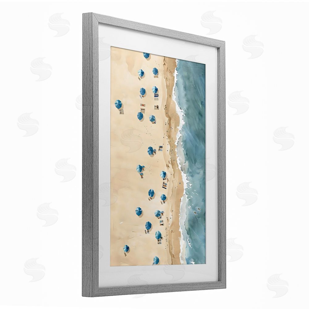 LSR Design Studio Beach Club Vacation Gray Framed Print Under Glass Art