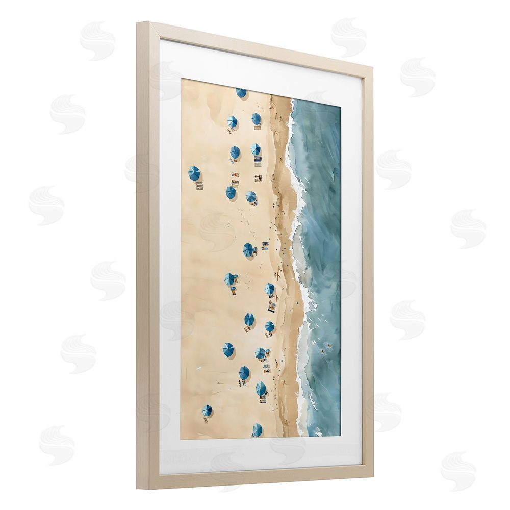 LSR Design Studio Beach Club Vacation Birch Framed Print Under Glass Art
