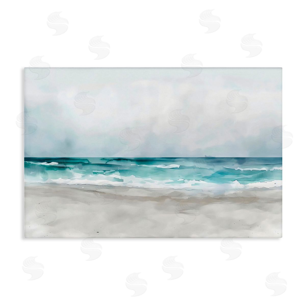 LSR Design Studio Abstract Watercolor Aqua Beach Canvas Wall Art Print