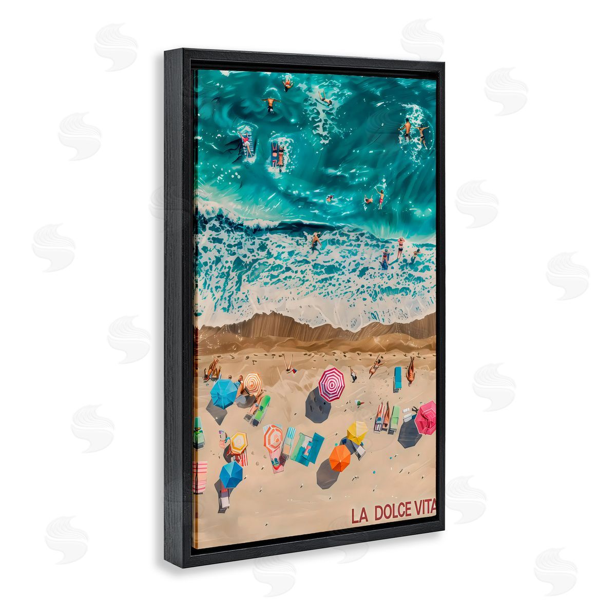 LSR Design Studio Family Beach Dolce Vita Black Floating Frame Canvas Wall Art Print
