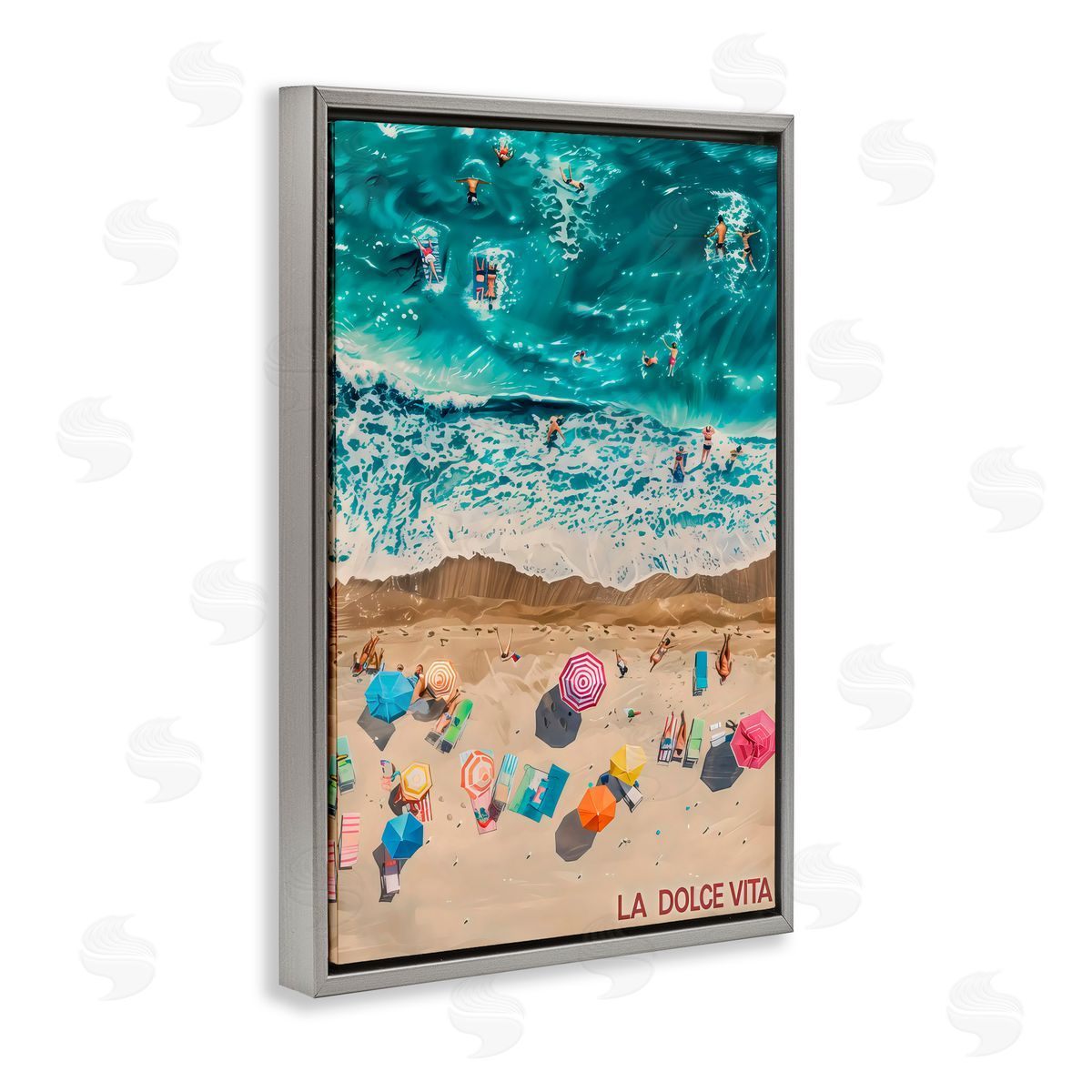 LSR Design Studio Family Beach Dolce Vita Gray Floating Frame Canvas Art Print