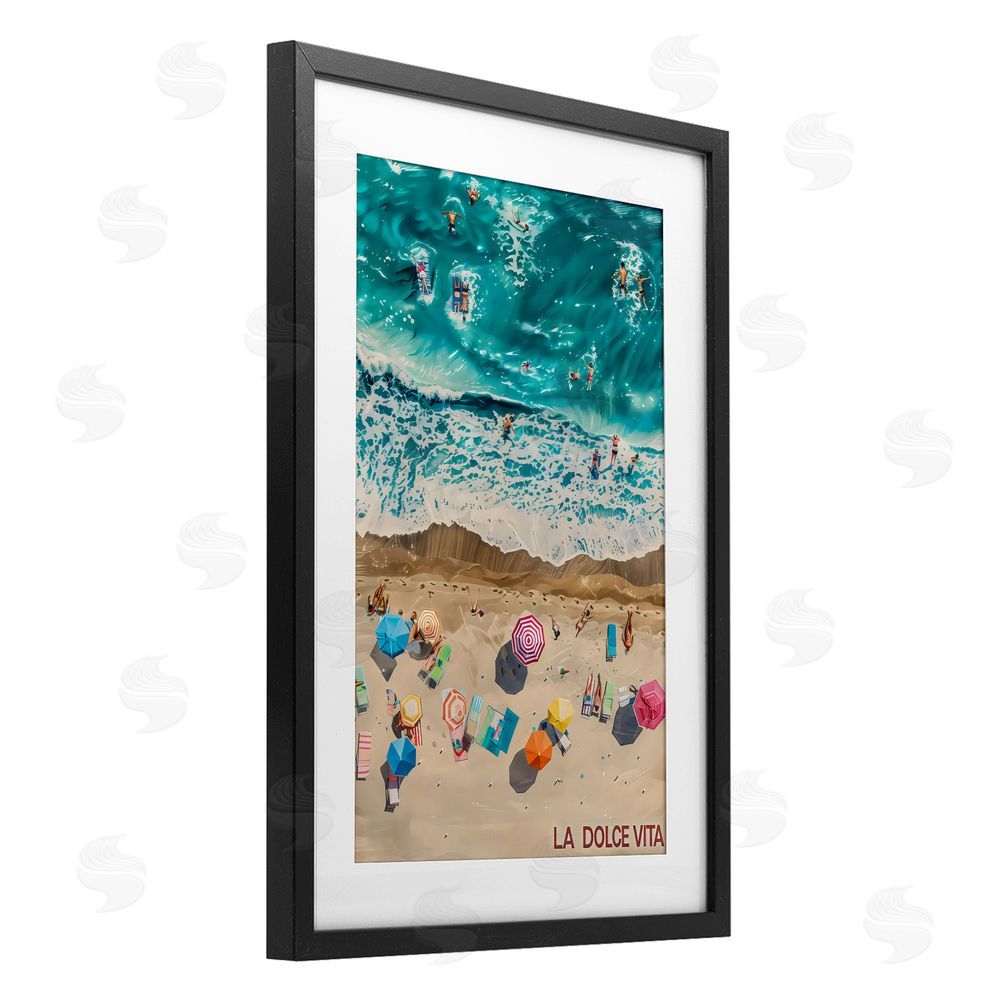LSR Design Studio Family Beach Dolce Vita Black Framed Print Under Glass Art