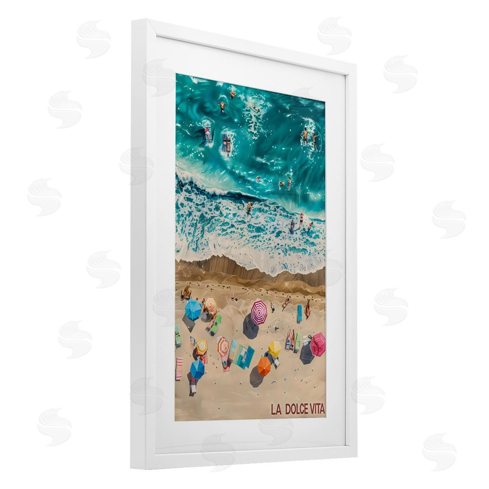 LSR Design Studio Family Beach Dolce Vita White Framed Print Under Glass Art
