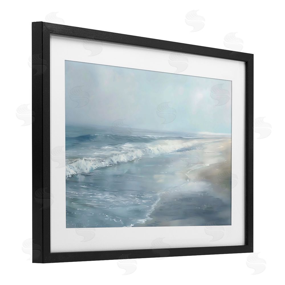 LSR Design Studio Foggy Faded Coastline Black Framed Print Under Glass Art