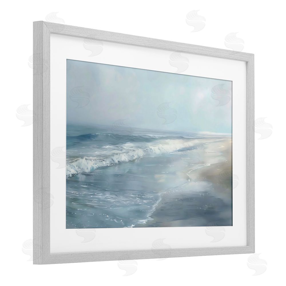 LSR Design Studio Foggy Faded Coastline Gray Framed Print Under Glass Art