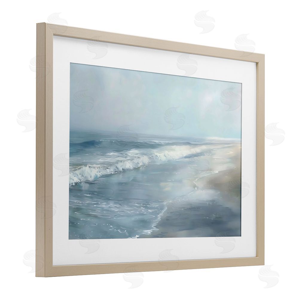 LSR Design Studio Foggy Faded Coastline Birch Framed Print Under Glass Art