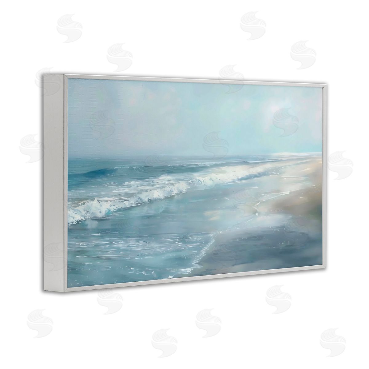 LSR Design Studio Foggy Faded Coastline White Frame Giclee Art Print