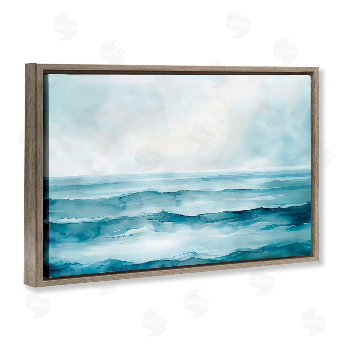 LSR Design Studio Watercolor Moody Waves Brown Floating Frame Canvas Art Print