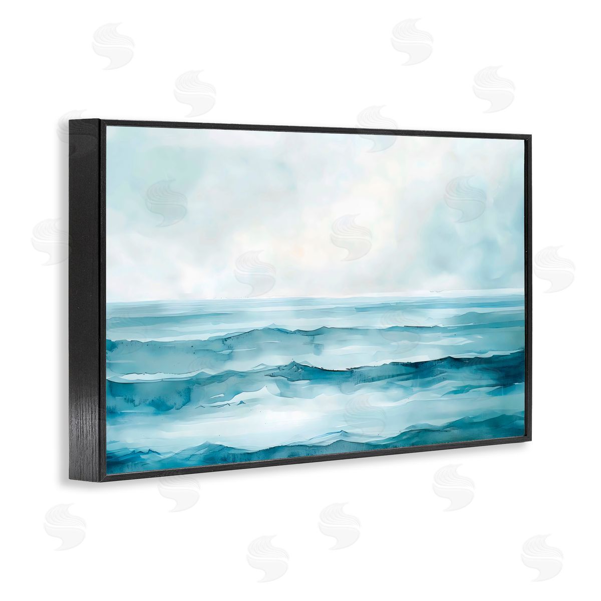 LSR Design Studio Watercolor Moody Waves Black Framed Giclee Art Print