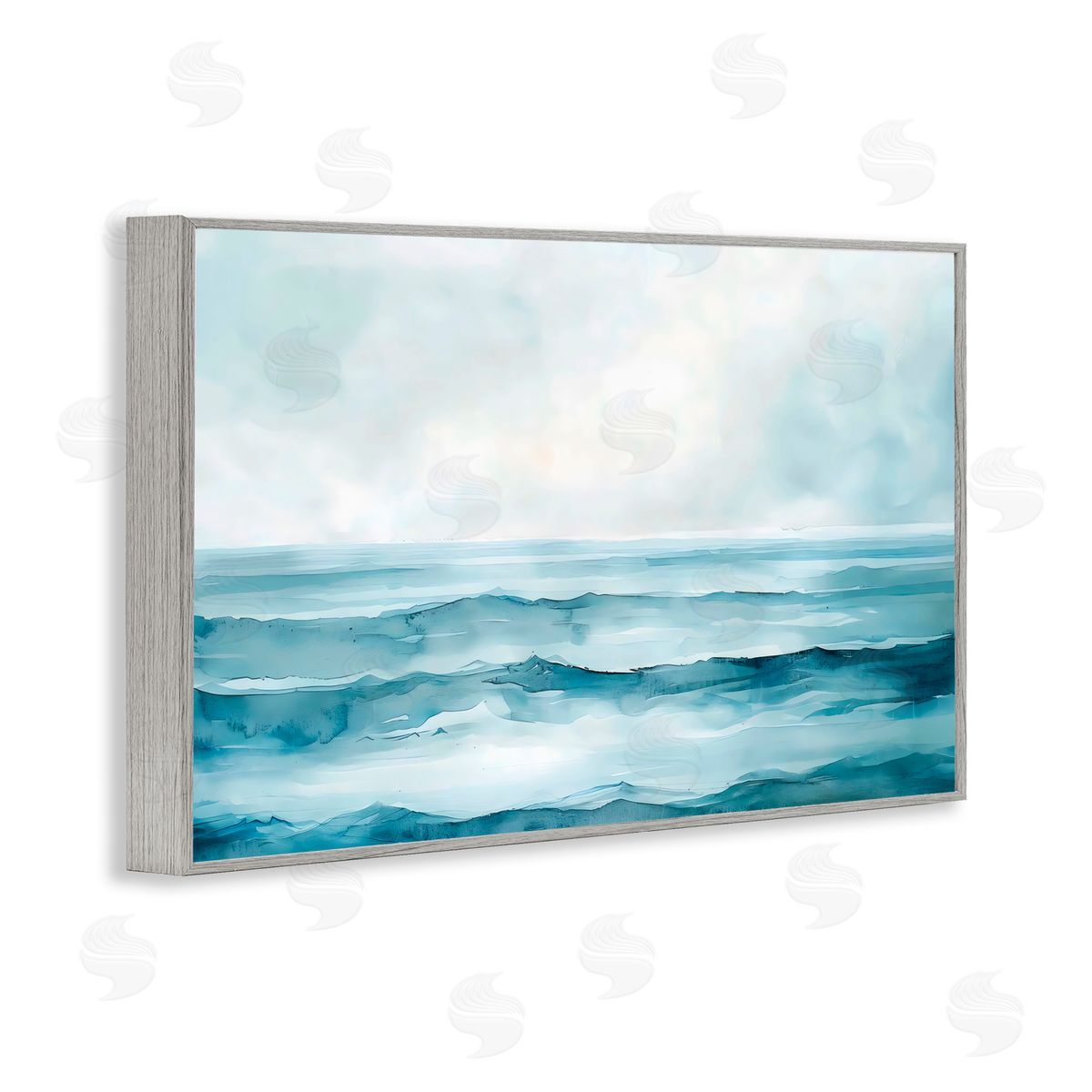 LSR Design Studio Watercolor Moody Waves Gray Framed Giclee Art Print