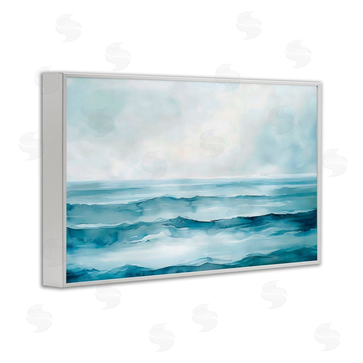 LSR Design Studio Watercolor Moody Waves White Frame Giclee Art Print